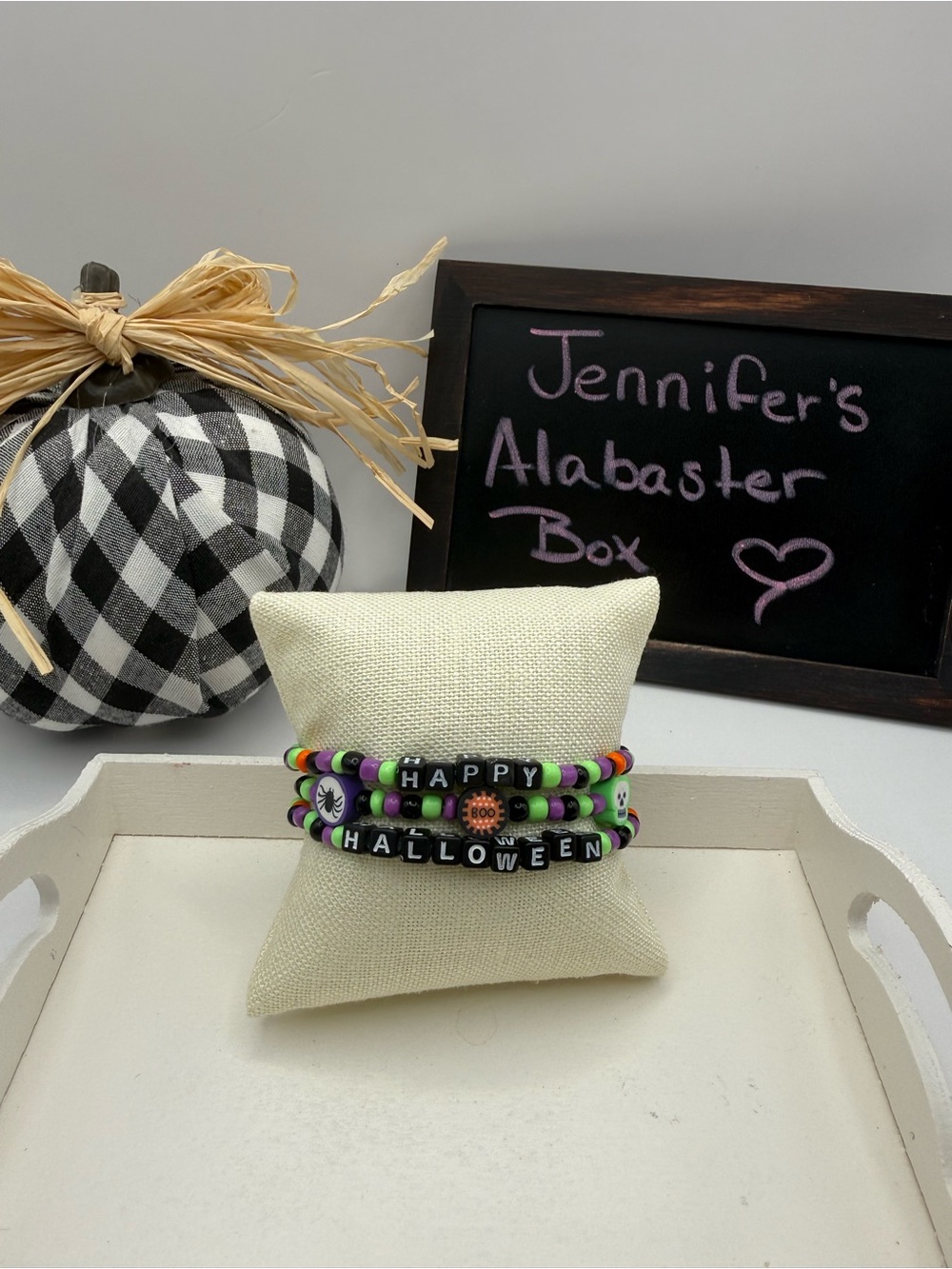 Halloween Glass Seed Bead Bracelet Stack — 3-Piece Set
